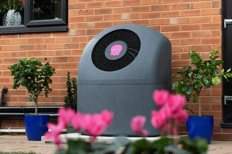 Heat pump unit installed outside a home