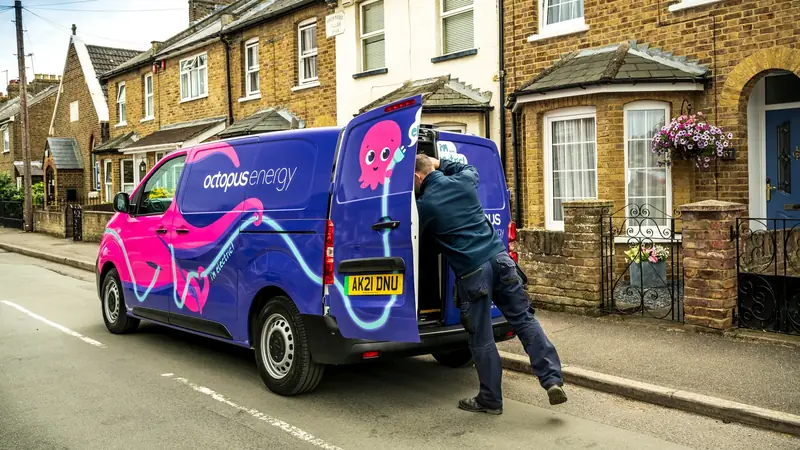 Octopus Energy van parked on a residential street